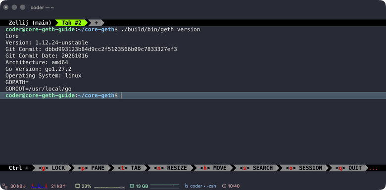 The output of geth version